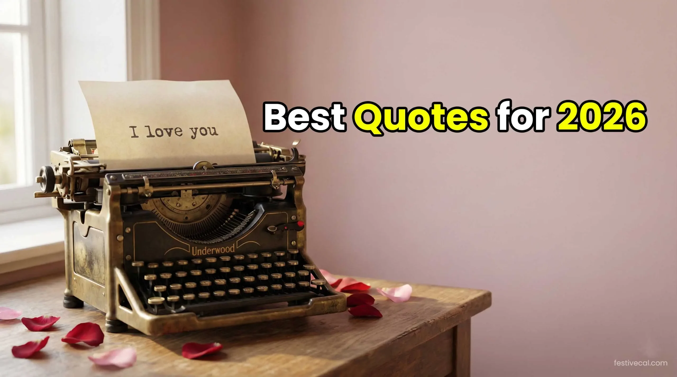 Vintage typewriter with a romantic Valentine's Day quote.