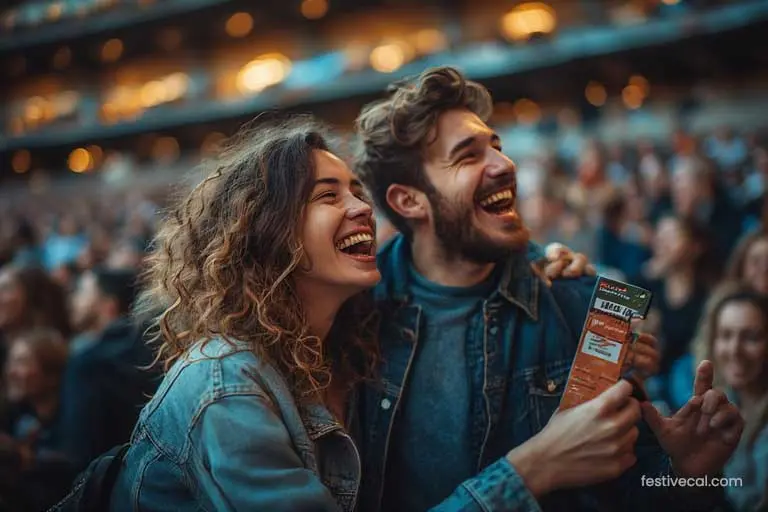 A man receiving concert tickets as a Valentine's Day experience gift.