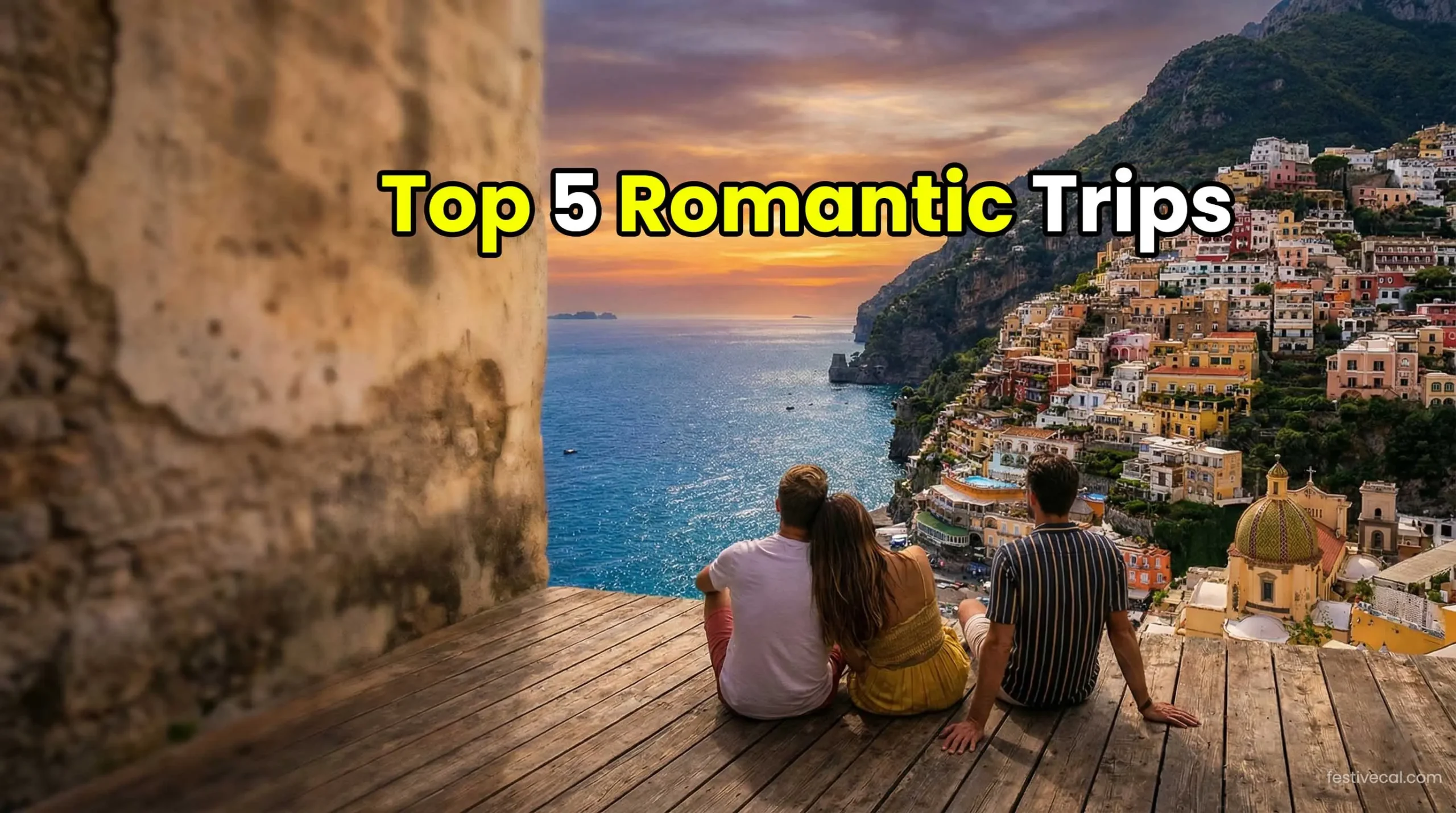 Couple enjoying a romantic view at a top Valentine's Day destination.