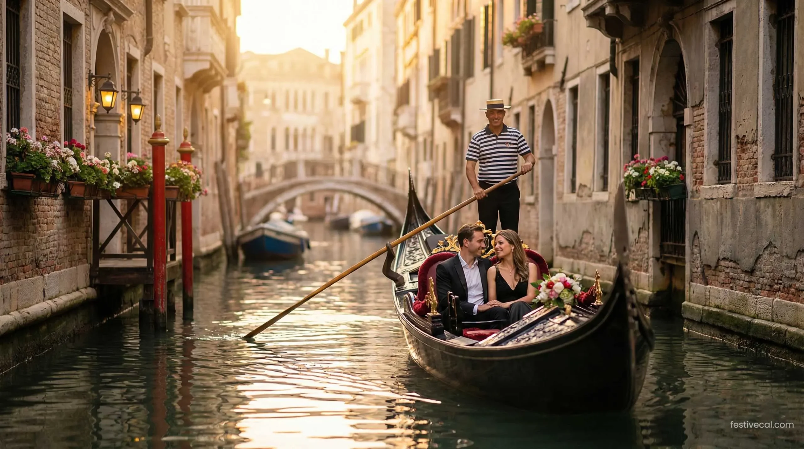 A romantic gondola ride in Venice, Italy, a top travel destination for couples.