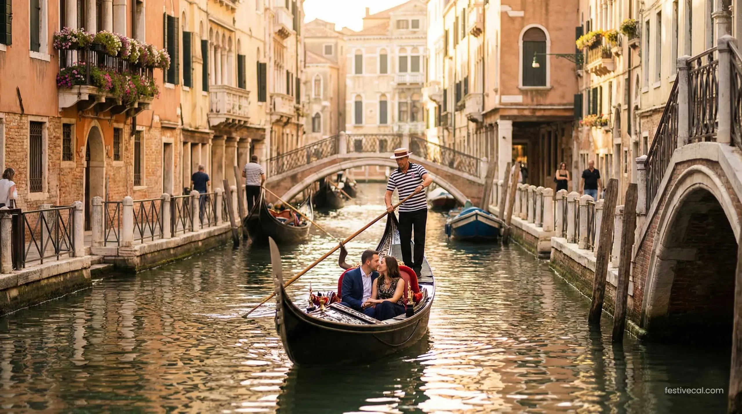 A romantic gondola ride in Venice, Italy, a top travel destination for couples.