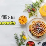 Delicious Mother's Day brunch spread with pancakes and fruit.