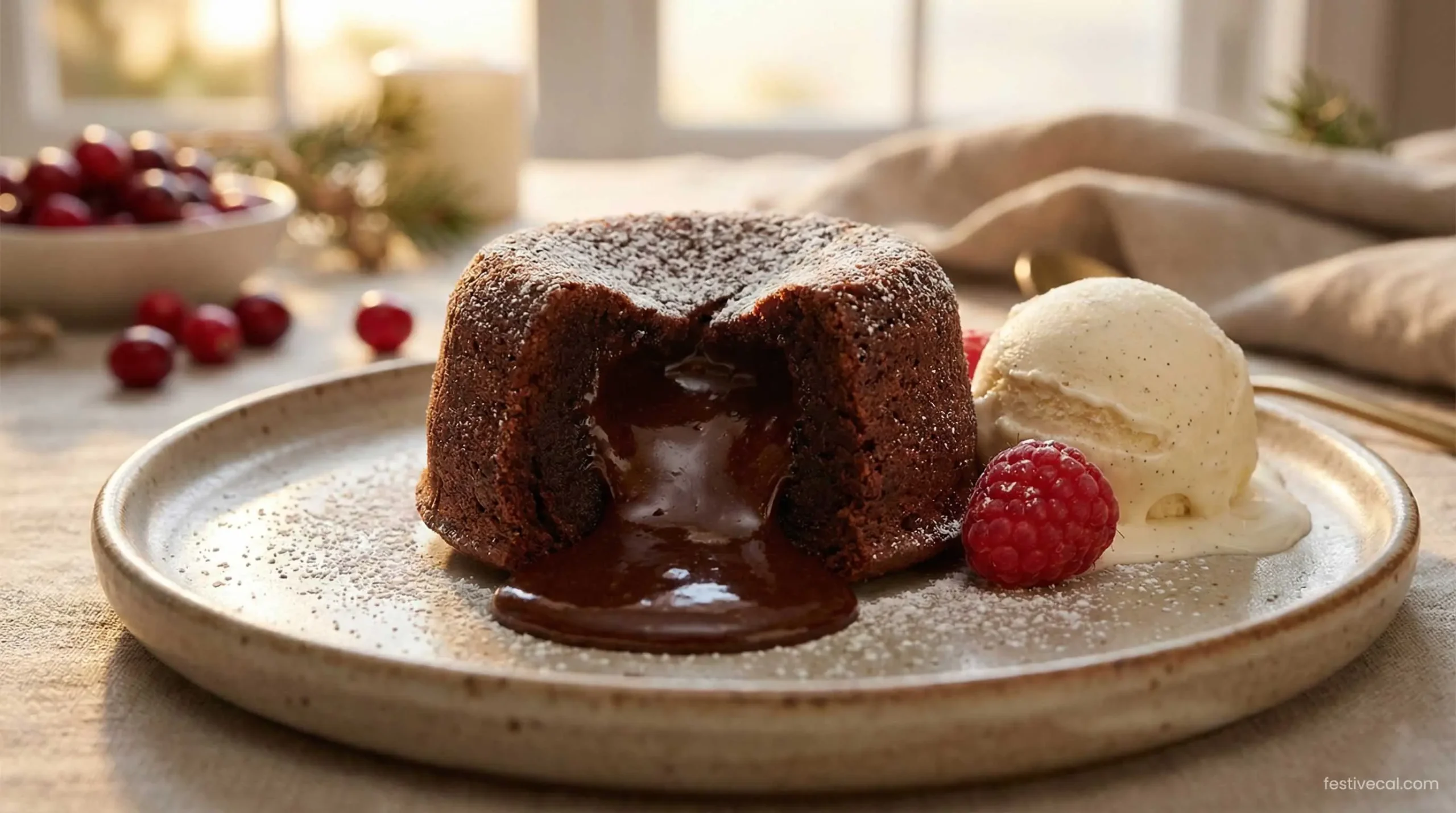 Molten chocolate lava cake, a perfect Valentine's Day dessert.