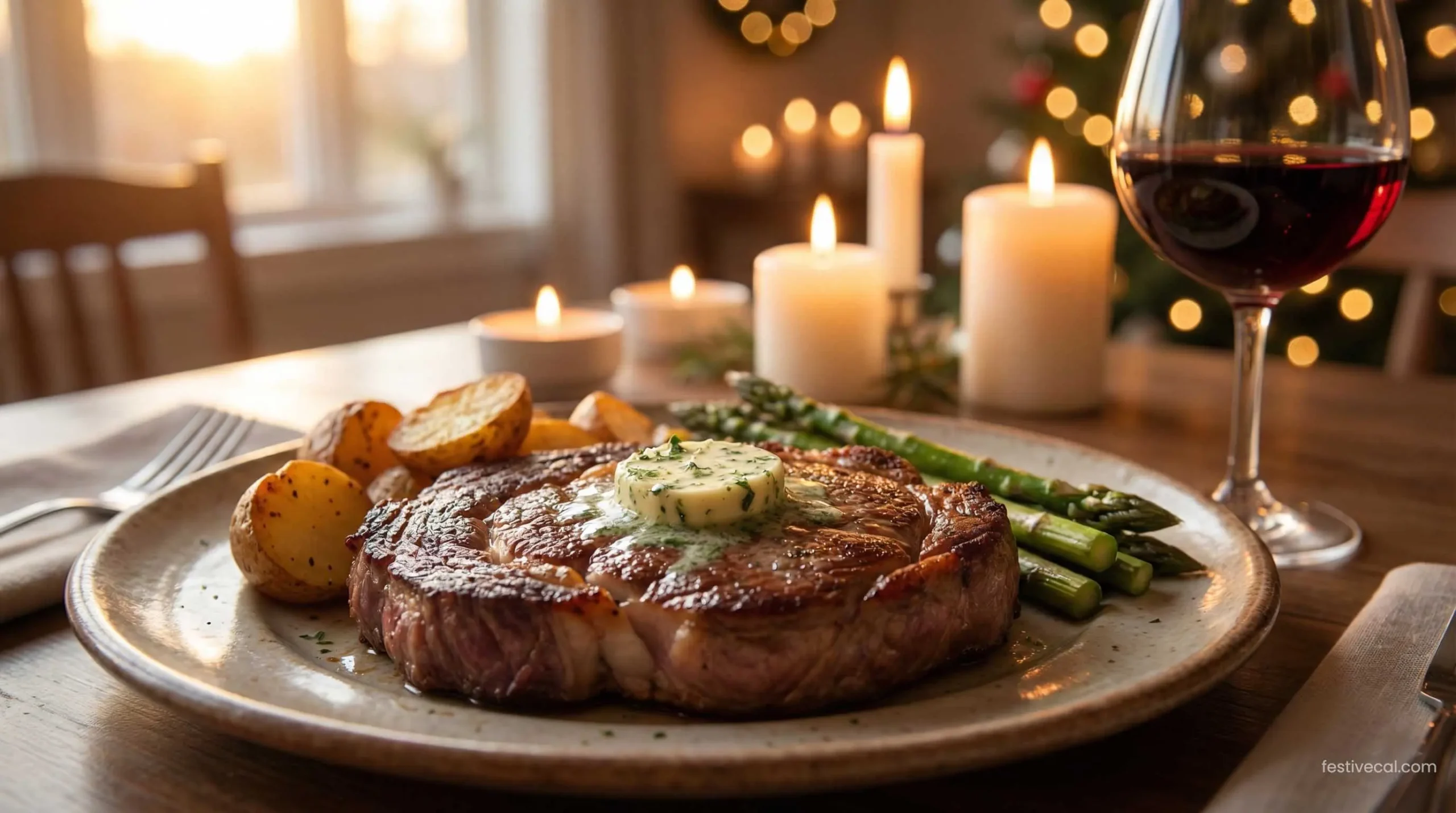 Delicious homemade steak dinner for Husband Appreciation Day celebration.