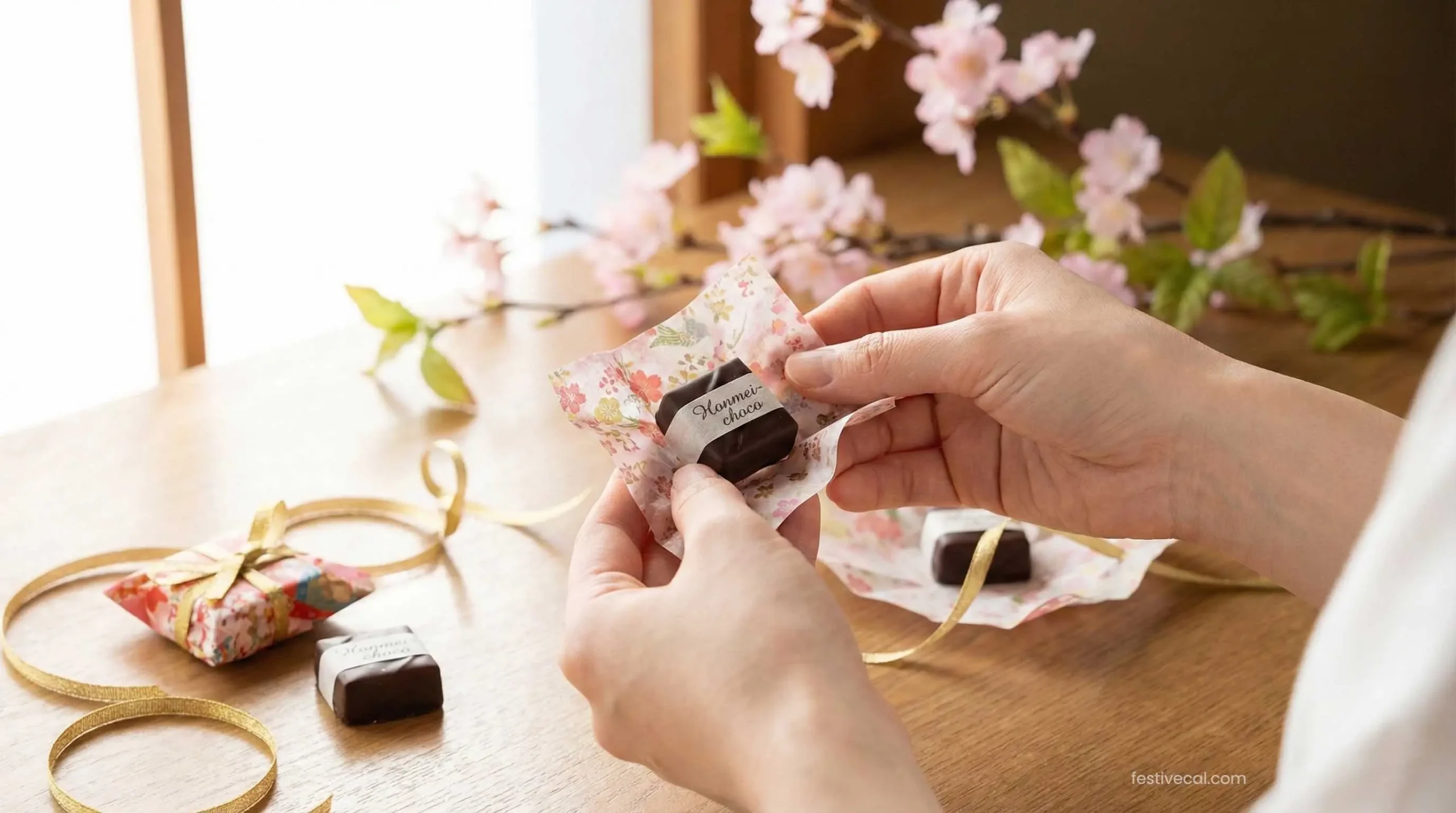 Japanese Honmei-choco tradition where women give handmade chocolates to men on Valentine's Day.