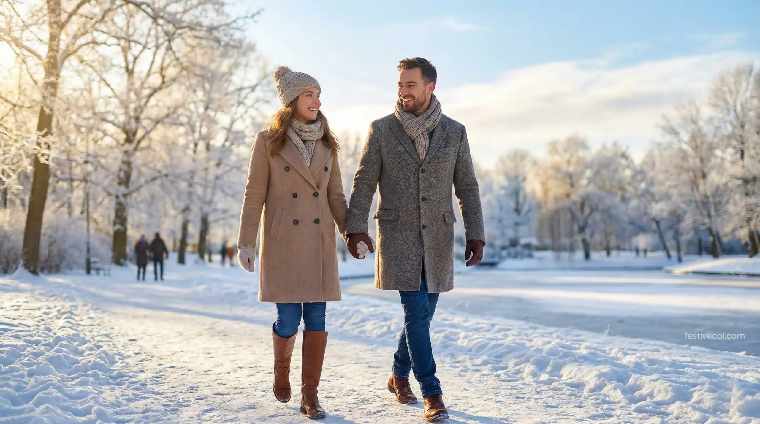 Stylish winter outfit ideas for a Valentine's Day outdoor date.