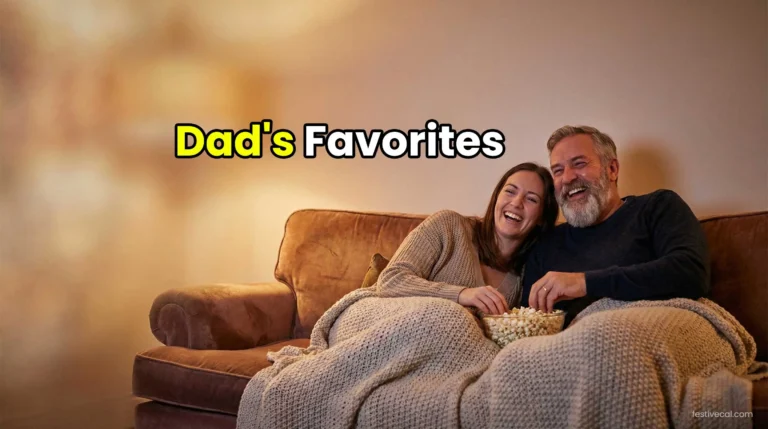 Father and son enjoying a movie night for Father's Day 2026.