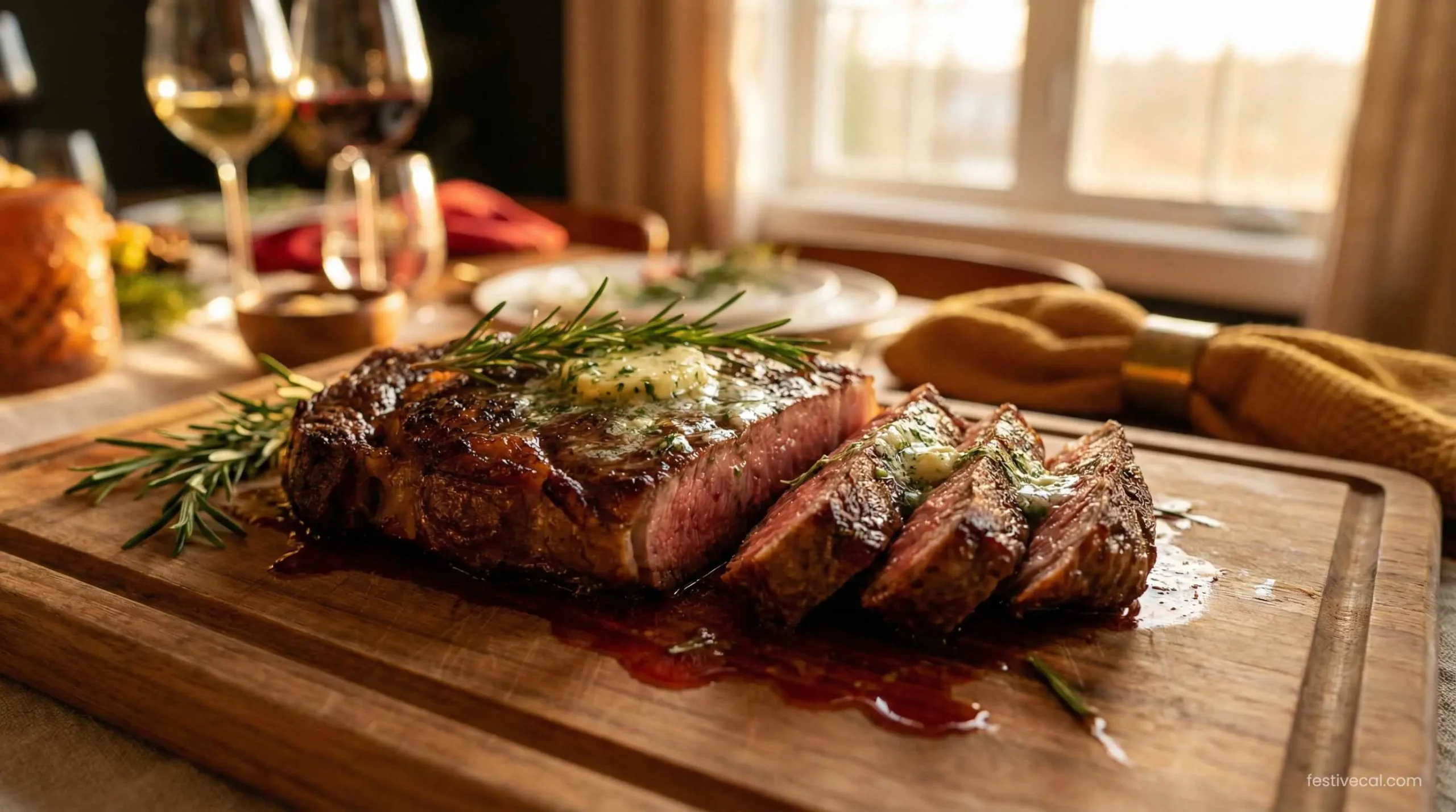 Perfectly cooked Ribeye steak recipe for Father's Day dinner.