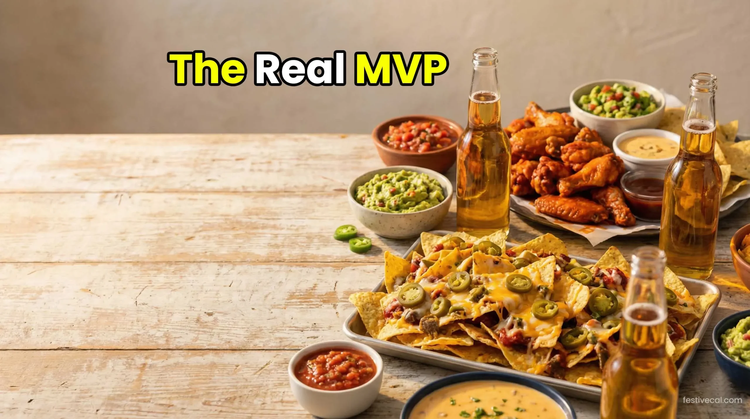 Ultimate Super Bowl 2026 party food spread with dips and snacks.