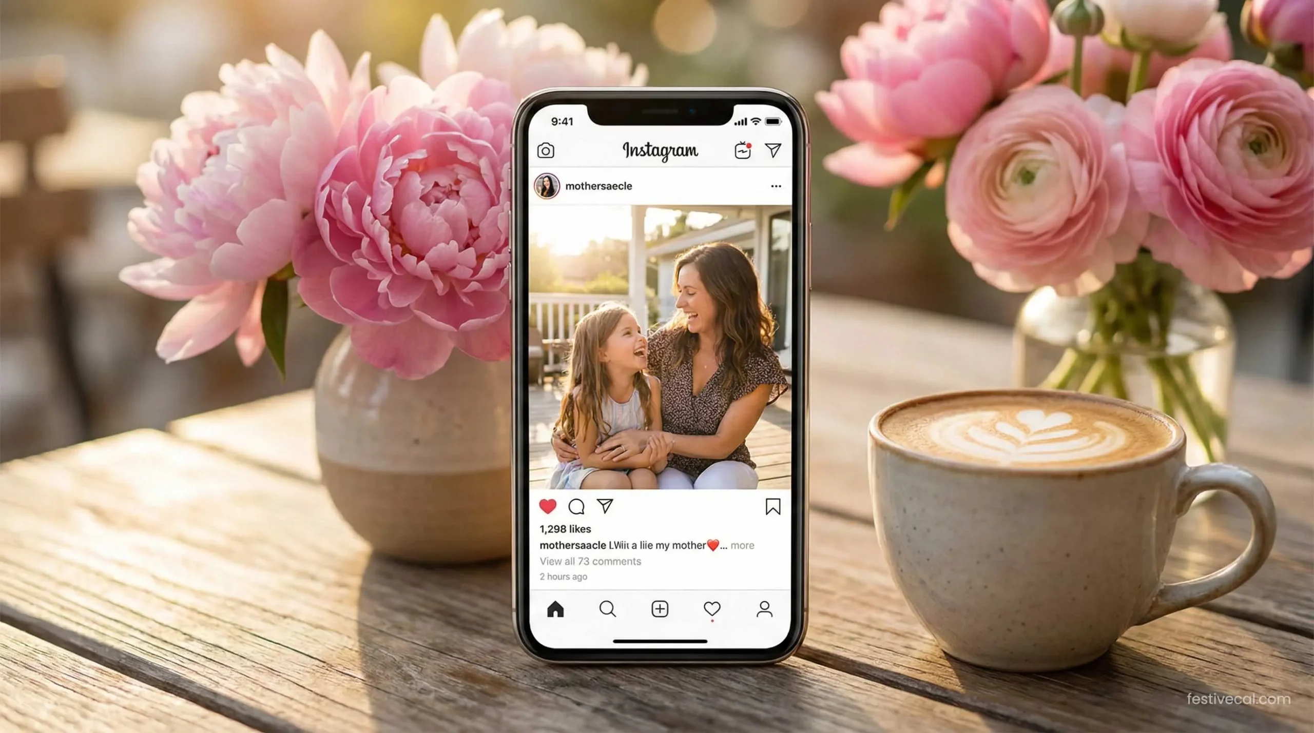 Instagram post idea for Mother's Day 2026 with trendy captions.