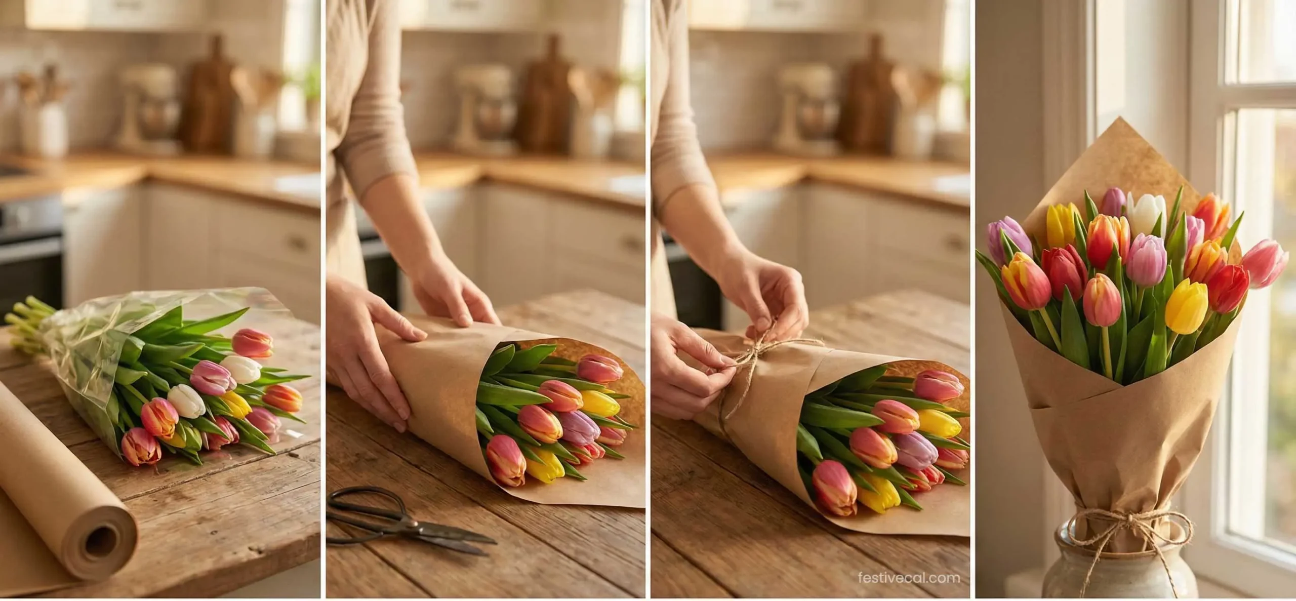 How to wrap grocery store flowers to look expensive for Mother's Day.