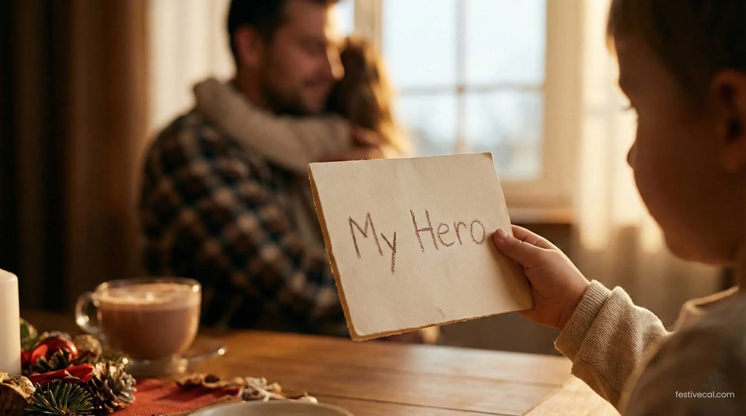 Touching handwritten Father's Day card with emotional quote.