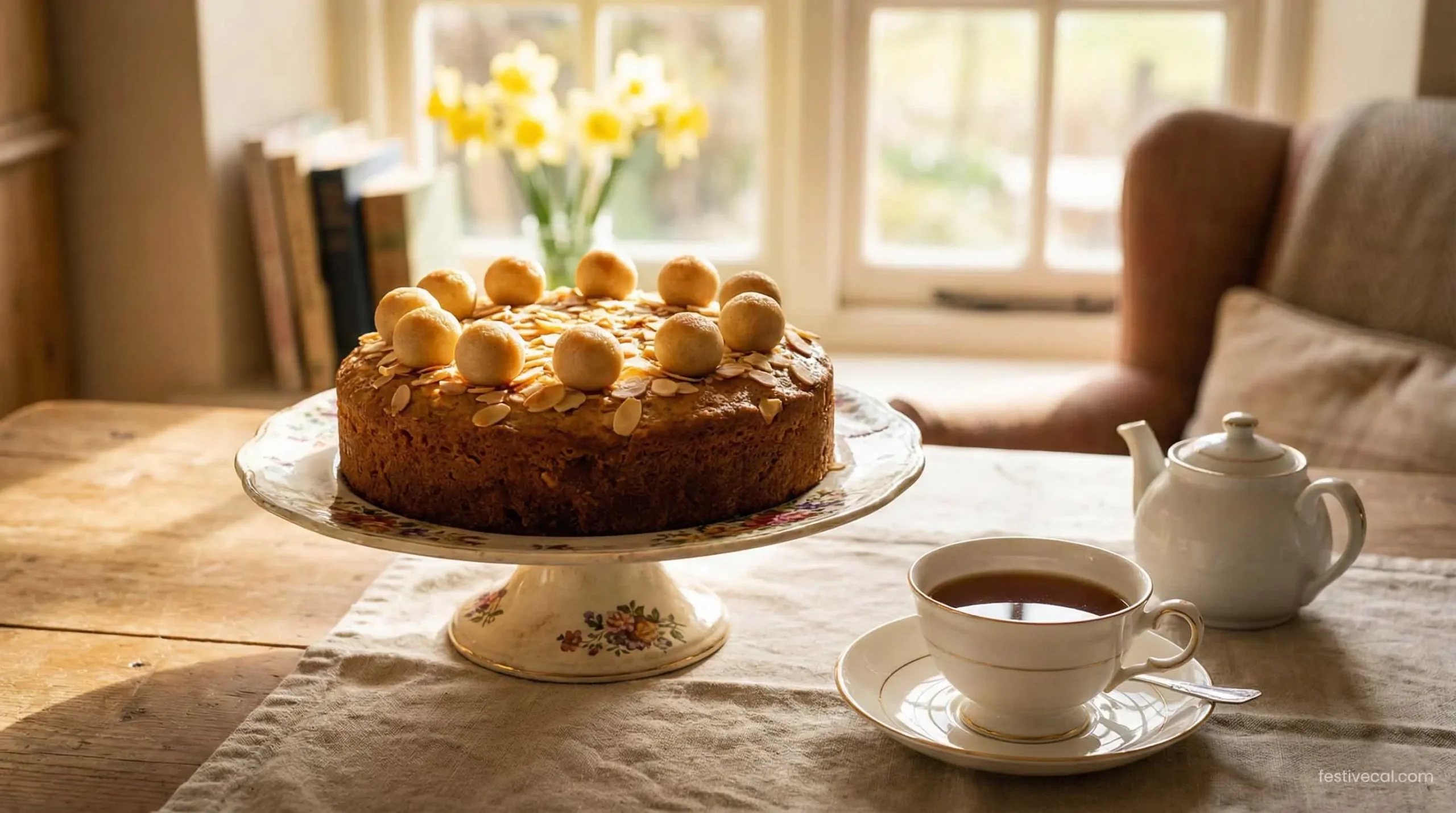 Traditional Simnel Cake for UK Mothering Sunday celebration.